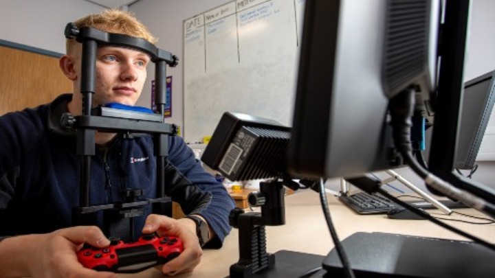 A student using language-related technology