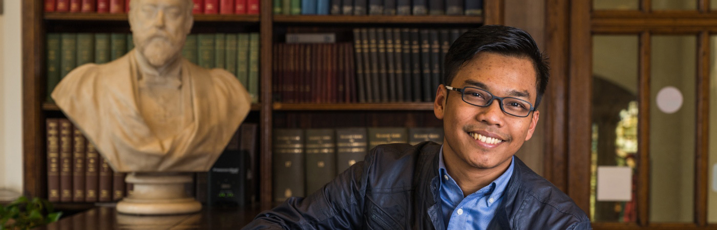 Student sat in library 